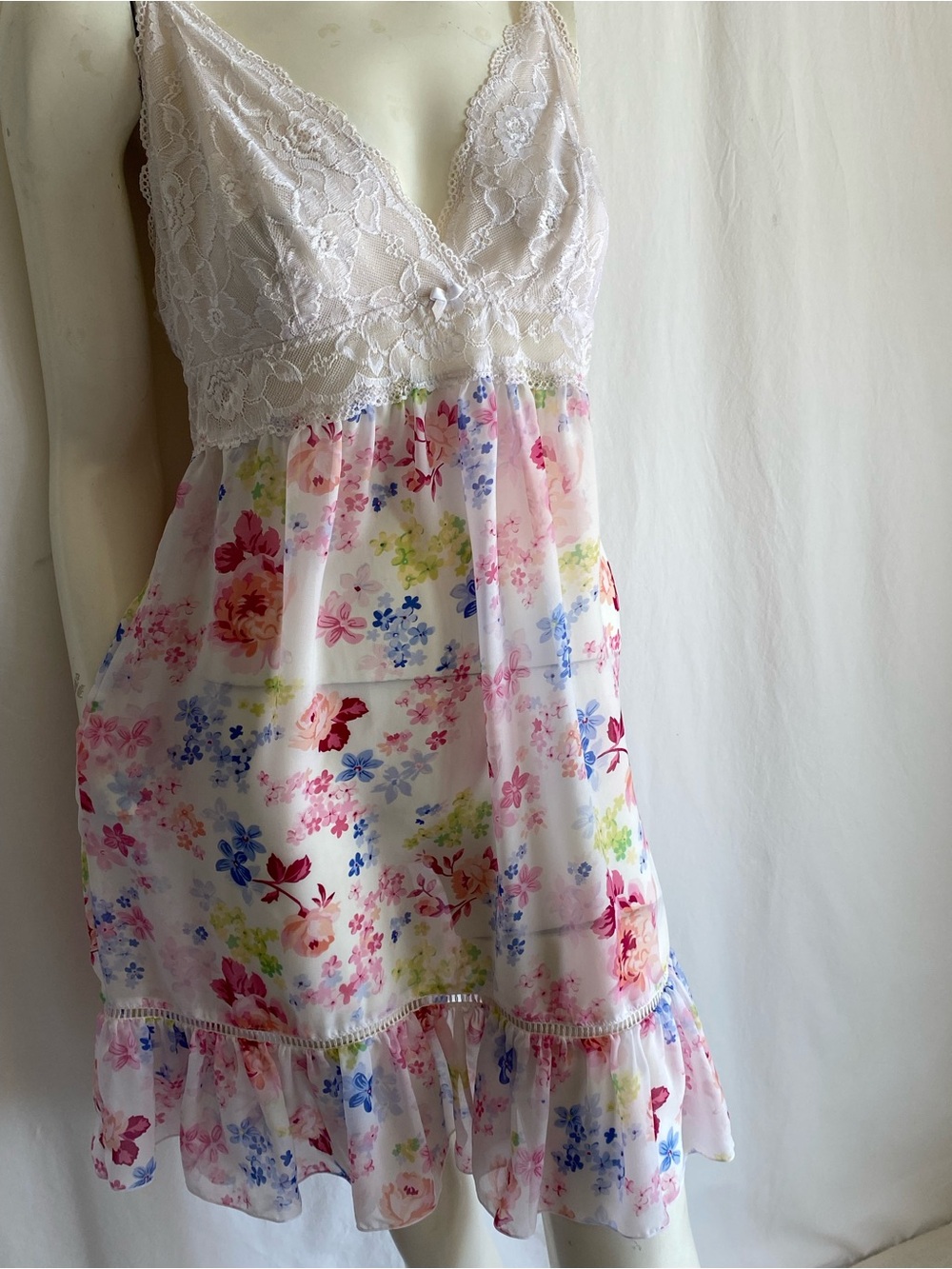 Feminine Floral Lace Babydoll Chemise Nightgown L Fairy